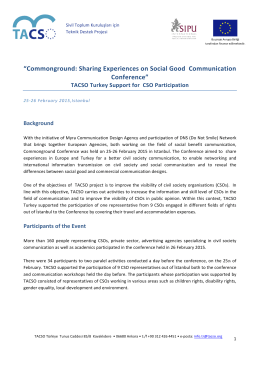 CSO Participation to Commonground Conference Report