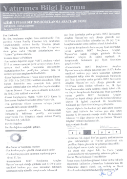Azimut PYŞ Hedef 2015 Borçlanma Araçları Fonu