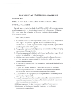 2015 Yılı Faaliyet Raporu