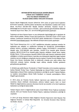 Olağan Genel Kurul Toplantı Tutanağı 2014