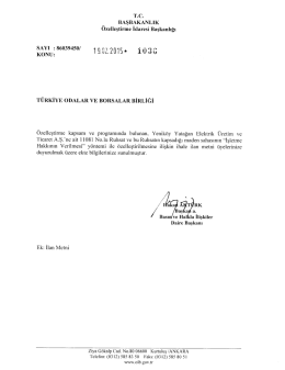 T.C. BAŞBAKANLIK Ozelleştirme Idaresi Başkanlığı SAYI