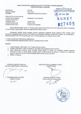 02.07.2015 Olağanüstü Genel Kurul Gündemini - Mega-Pol