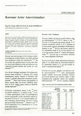 Koroner Arter Anevrizmaları
