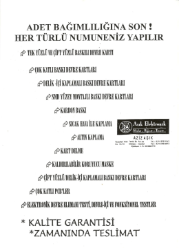 ADET BAĞIMLILIĞINA SON 2 HER T&Uuml;RL&Uuml; NUMUNENİZ YAPILIR
