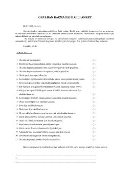 oKULDAN KAÇMA İLE İLGİLİ ANKET