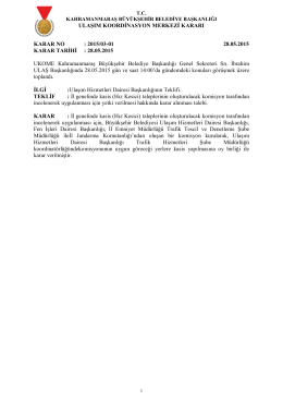 28.05.2015 Tarihli UKOME gündem ve kararları
