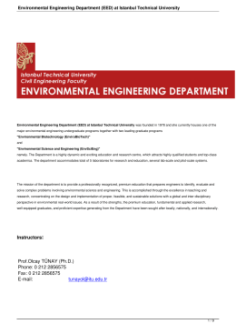 Environmental Engineering Department (EED) at Istanbul Technical