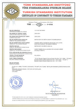 TURK STANDARDLARINA UYGUNLUK BELGESI