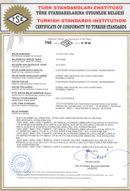 TSE (Turkish) Certificate of Conformity - Emergency Luminaires