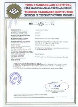 T&Uuml;RK STANDARDLARINA UYGUNLUK BELGESİ