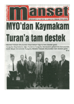20151112 TurgutluManşet - MYOdan Kaymakama Tam Destek