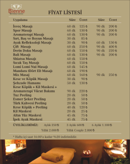 Bienne Wellness Centre Fiyat Listesi