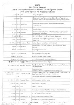 2015-2016 akademik takvım