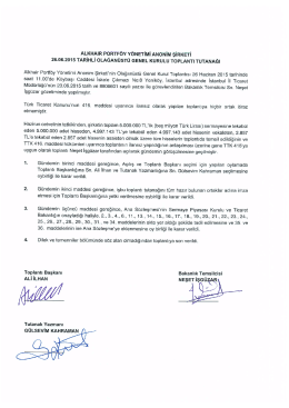 Alkhair Portf&ouml;y Y&ouml;netimi A.S. 26/06/2015 Tarihli Olagan&uuml;st&uuml; Genel