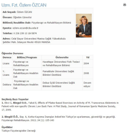 Öğr. Gör. Uzm. Fzt. Özlem ÖZCAN