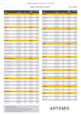 perakende fiyat listesi peşin fiyatına 9 taksit * 25 /5 /2015
