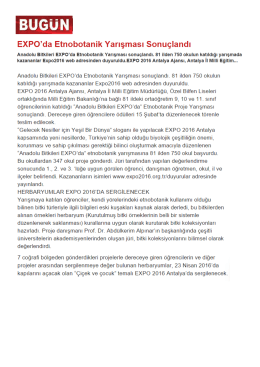 EXPO`da Etnobotanik Yarışması Sonuçlandı