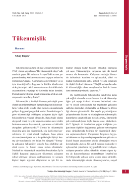 PDF - Tükenmişlik - Türkiye Aile Hekimliği Dergisi