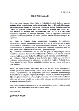 Basın A&ccedil;ıklaması - Selkasan Kağıt ve Paketleme Malzemeleri İmalatı