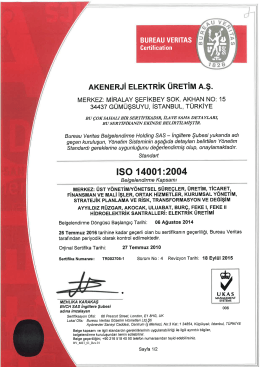 &Ccedil;evre Y&ouml;netim Sistemi Belgesi