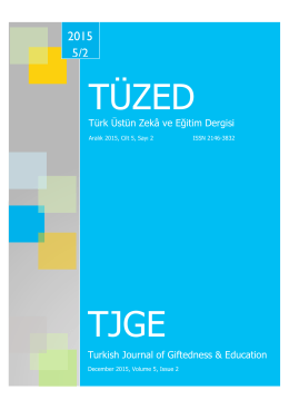 Tüm Sayı - Türk Üstün Zeka ve Eğitim Dergisi