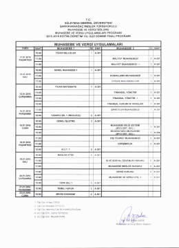 2015-2016 Eğitim Öğretim Yılı Güz Dönemi Final Sınav Programı