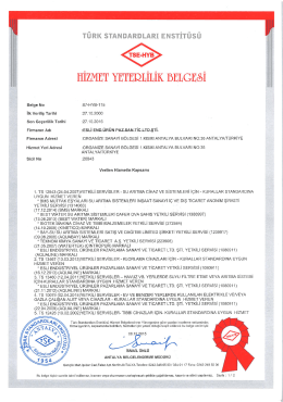 HİZMET YETERLİLİK BELGEöİ - Esli Endüstriyel Ürünler