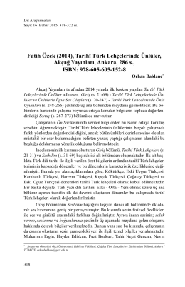 Tarihî Türk Lehçelerinde Ünlüler, Akçağ Yayınları