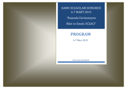 BİLİMSEL PROGRAM - Kamu Eczacıları Kongresi 2015 / Türk