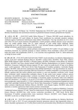 20.02.2015 Enc.kararları - Bozcaada Belediye Başkanlığı