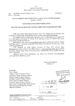 TC. HATAY VALİLİĞİ Bilim, Sanayi ve Teknoloji ll Müdürlüğü Sayı