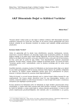 AKP Döneminde Doğal ve Kültürel Varlıklar*