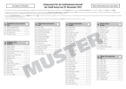 Stimmzettel für die Ausländerbeiratswahl der Stadt Kassel am 29