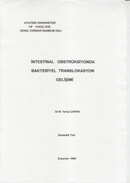 iNTESTİNAL OBSTR&Uuml;KSİYONDA - Opr. Dr. Yavuz &Ccedil;apan : Genel