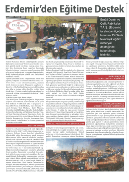 Erdemir`den Eğitime Destek Haber Hayat