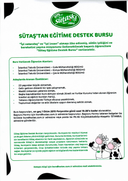 S&uuml;taş Bursu - İstanbul Teknik &Uuml;niversitesi