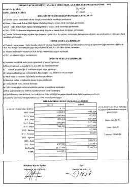 ` ` BİRLİĞİN TUTMASI GEREKEN DEFTERLER, EVRAKLAR