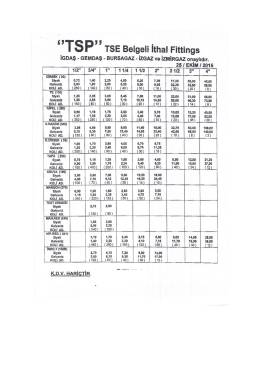 TSP TSE Belgeli Ithal Fittings