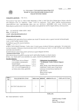 Üniversitemiz Yapı İşleri ve Teknik Daire Başkanlığı ve İdari ve Mali