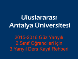 Grading System - Uluslararası Antalya Üniversitesi