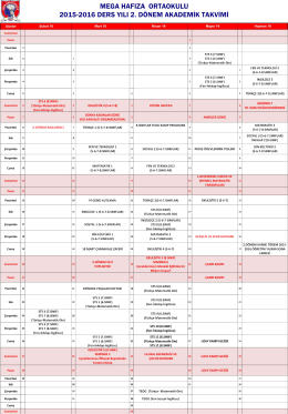 Akademik Takvim - Mega Hafıza Koleji