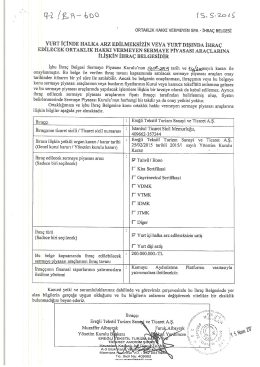 Ereğli İhra&ccedil; Belgesi