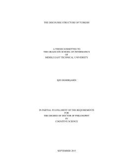 the discourse structure of turkish a thesis submitted to the graduate