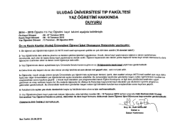 2014-2015 Yaz Okulu Duyurusu - Uludağ &Uuml;niversitesi Tıp Fak&uuml;ltesi