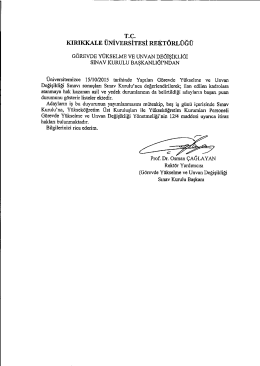 T.c. KIRIKKALE ÜNİVERSİTESİ REKTÖRLÜĞÜ