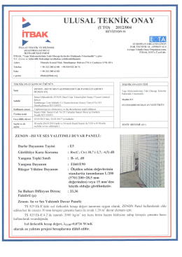 Zenon Panel Ulusal Teknik Onay Belgesi