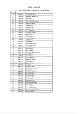 D.ü.TıP FAKÜLTESİ 2014 - 2015 EĞİTİM ÖĞRETİM YlLl 1.slNll