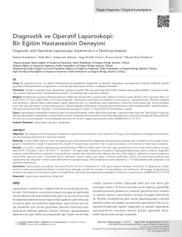 Diagnostik ve Operatif Laparoskopi: Bir Eğitim Hastanesinin Deneyimi