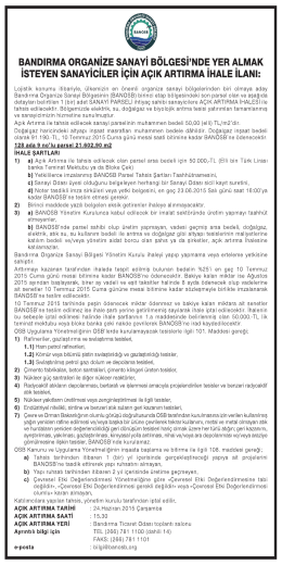 BANDIRMA OSB ILAN 4x25 - Bandırma Organize Sanayi B&ouml;lgesi
