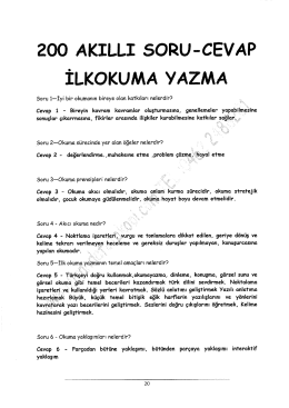 200 AKILLI soRUﬂcEvAP İLKOKUMA YAZMA